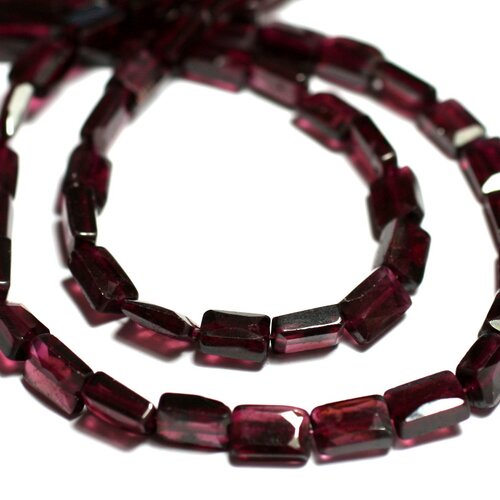 10pc - perles pierre - grenat rectangles facettés 6x4mm rouge rose bordeaux