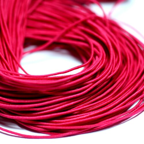 Echeveau 26 mètres environ - fil corde cordon elastique tissu nylon rond 1mm rouge rose fuchsia framboise