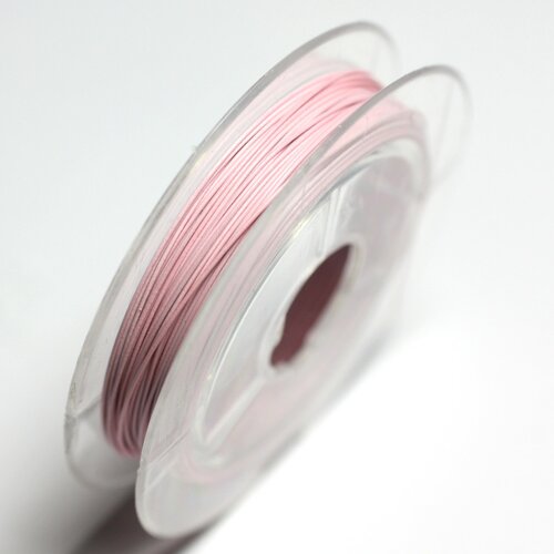 1pc - bobine 10 mètres environ - fil corde cordon métal cablé acier inoxydable 0.35mm blanc rose clair