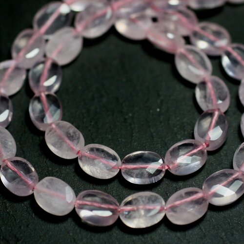 2pc - perles pierre - quartz rose ovales facettés 8x6mm