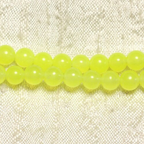 20pc - perles pierre - jade boules 6mm jaune fluo