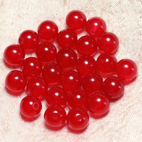 20pc - perles pierre - jade boules 6mm rouge vif