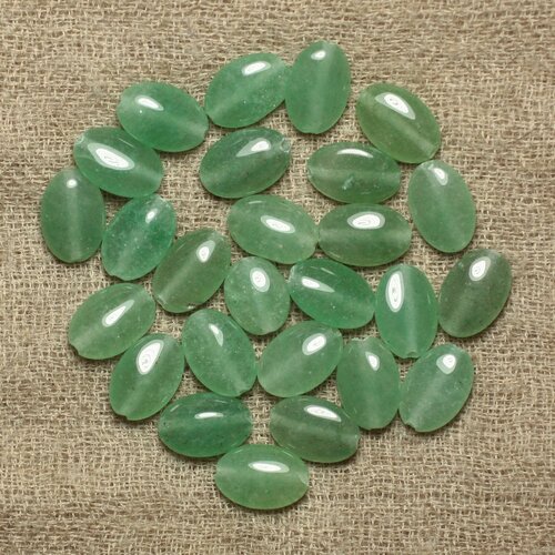 5pc - perles pierre - aventurine verte ovales 12x8mm