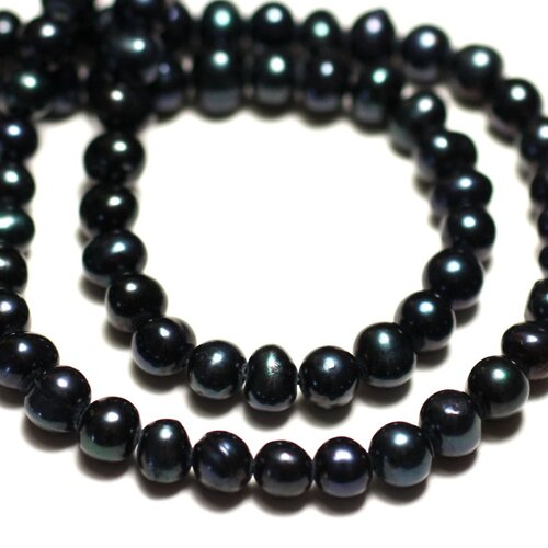 10pc - perles naturelles culture eau douce boules olives ovales 2-4mm noir reflets irisés