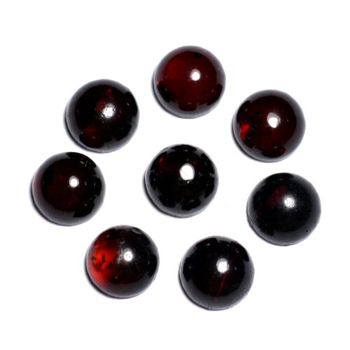 1pc - cabochon pierre ambre naturelle baltique rond 10mm cerise rouge noir