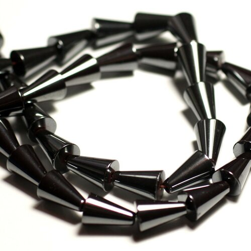 4pc - perles pierre - hematite cones triangles 20x10mm métal gris noir
