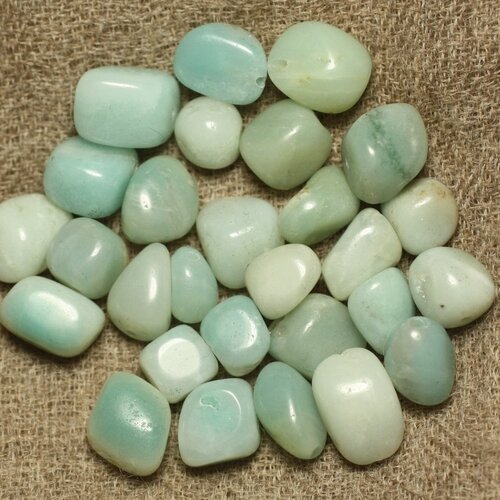Fil 39cm 50pc environ - perles pierre amazonite nuggets 5-10mm bleu turquoise blanc
