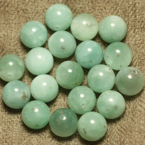 5pc - perles pierre - quartz naturel bleu vert turquoise boules 10mm