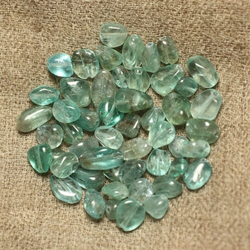 Fil 39cm 50pc environ - perles pierre - apatite olives ovales nuggets 4-10mm bleu vert turquoise