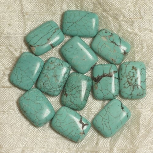 Fil 39cm 21pc env - perles pierre turquoise synthese rectangles 18x13mm bleu turquoise