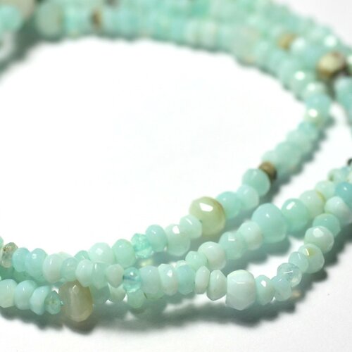 Fil 32cm 140pc env - perles pierre - opale pérou rondelles facettées 2-3mm blanc bleu vert turquoise