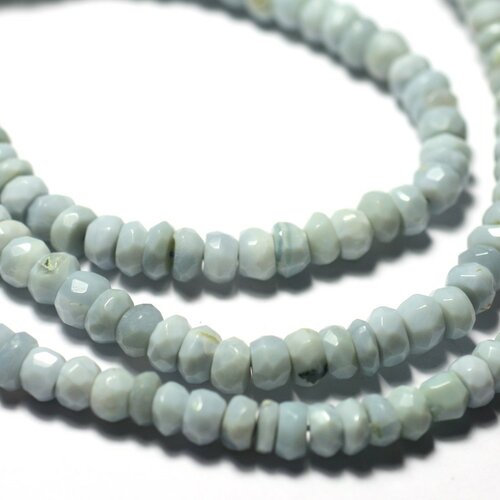 Fil 33cm 100pc env - perles pierre - opale bleue rondelles facettées 5-6mm bleu clair pastel