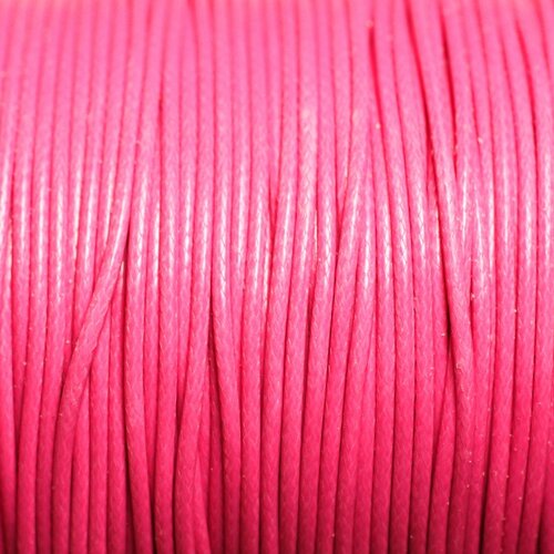 Bobine 90 metres env - fil corde cordon coton ciré 2mm rose bonbon fluo