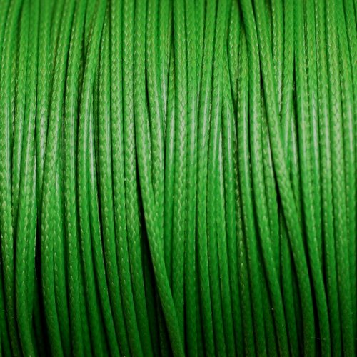 5 metres - fil corde cordon coton ciré 1mm vert pomme printemps fluo