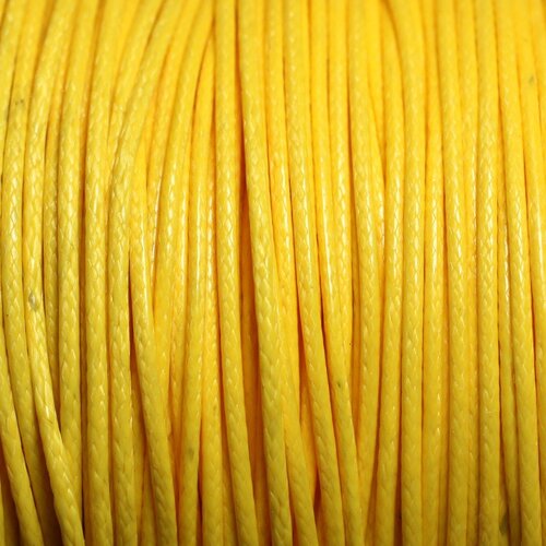 Bobine 75 metres env - fil corde cordon coton ciré 1mm jaune citron