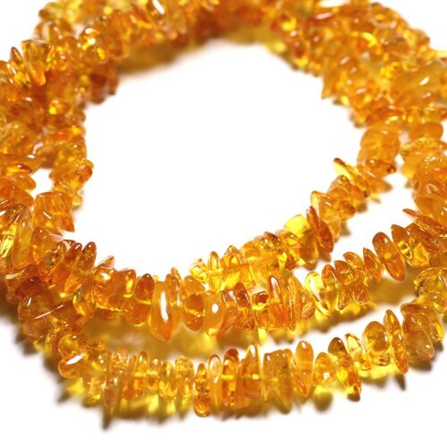 Fil 40cm 160pc env - perles pierre ambre naturelle baltique rocailles chips rondelles 6-12mm miel jaune orange