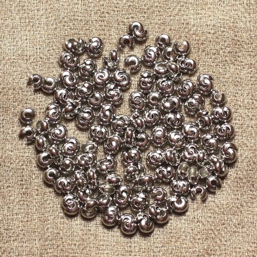 20pc - apprets cache perles a écraser métal acier inoxydable 304l 4mm