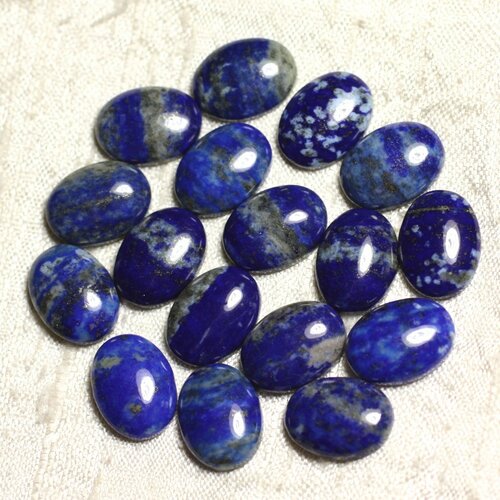 1pc - cabochon pierre - lapis lazuli ovale 18x13mm bleu nuit doré