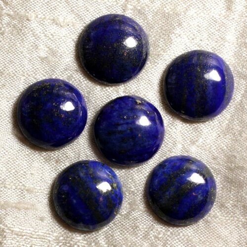 1pc - cabochon pierre - lapis lazuli rond 12mm bleu nuit doré