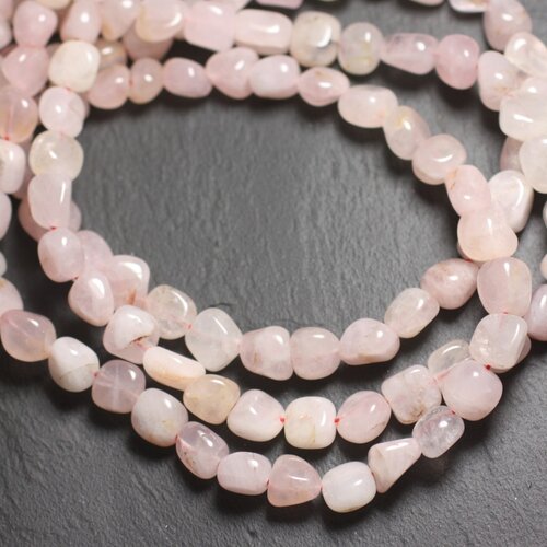 Fil 39cm 49pc env - perles pierre - quartz rose nuggets 5-10mm