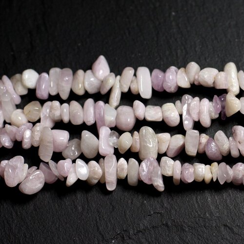 Fil 39cm 145pc env - perles pierre - kunzite rose rocailles chips 4-10mm