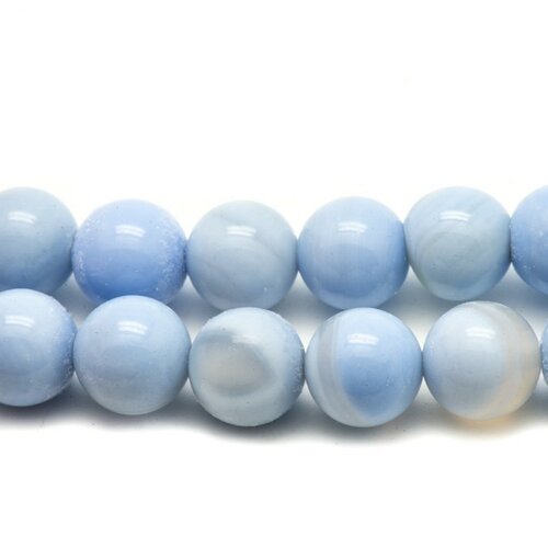 Fil 39cm 46pc env - perles de pierre - agate bleu clair pastel boules 8mm