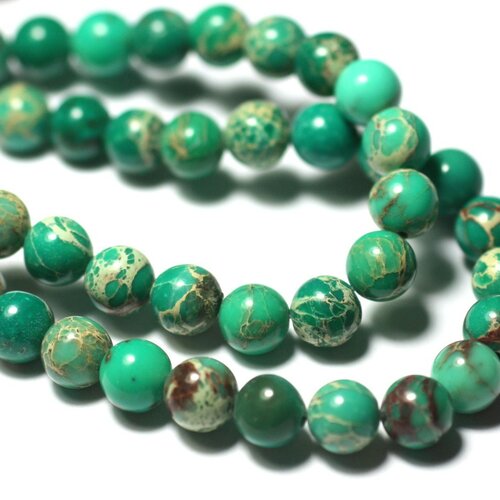 5pc - perles de pierre - jaspe sédimentaire boules 8mm vert emeraude