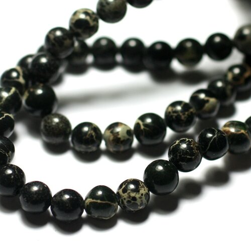 5pc - perles de pierre - jaspe sédimentaire boules 8mm noir