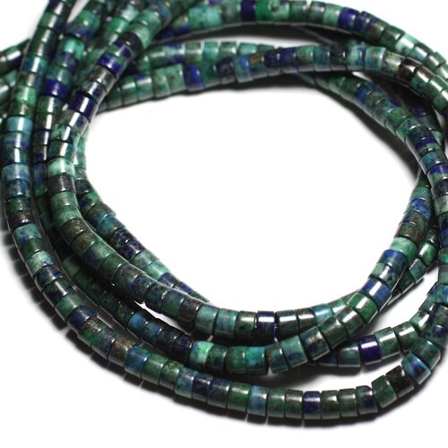 20pc - perles de pierre - chrysocolle rondelles heishi 4x2mm bleu vert
