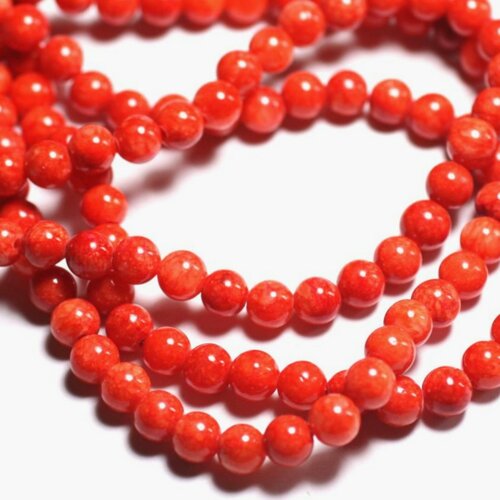 10pc - perles de pierre - jade boules 10mm orange rouge vermillon