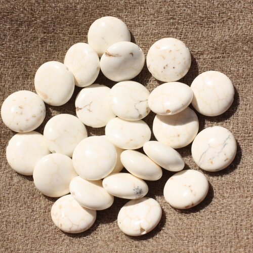 4pc - perles de pierre - magnésite blanche palets 10mm