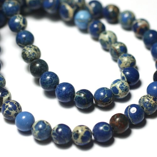 Fil 39cm 105pc env - perles de pierre - jaspe sédimentaire boules 4mm bleu nuit