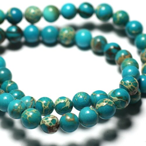 20pc - perles de pierre - jaspe sédimentaire boules 4mm bleu turquoise