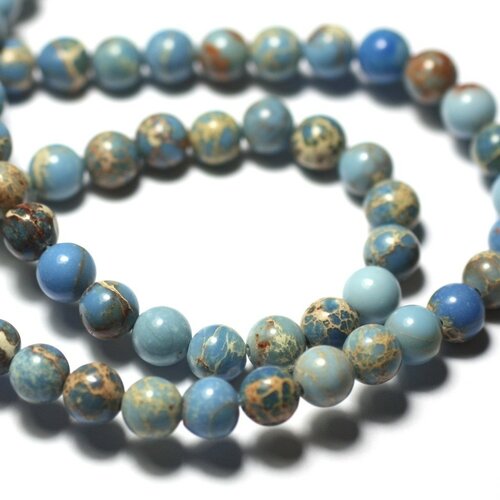 20pc - perles de pierre - jaspe sédimentaire boules 4mm bleu ciel beige