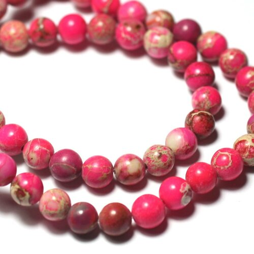 20pc - perles de pierre - jaspe sédimentaire boules 4mm rose fluo