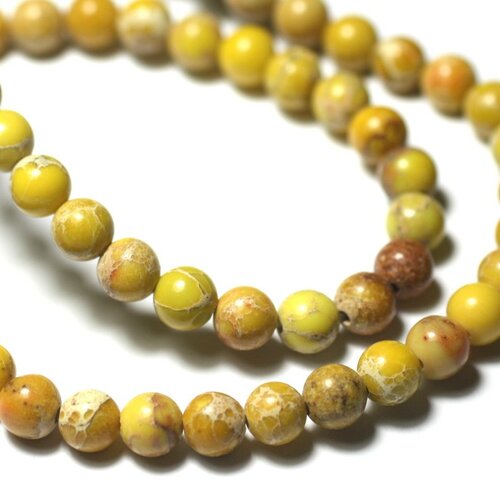 20pc - perles de pierre - jaspe sédimentaire boules 4mm jaune