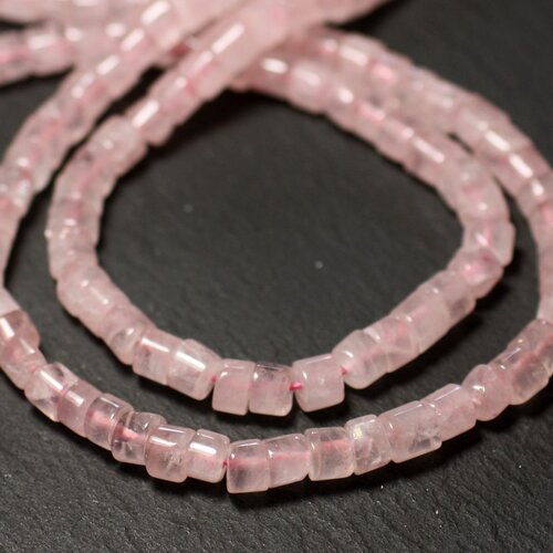 Fil 33cm 80pc env - perles de pierre - quartz rose rondelles heishi 6-7mm