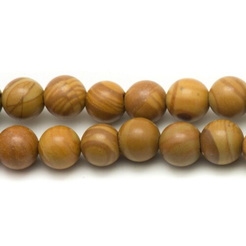 Fil 39cm 90pc env - perles de pierre - jaspe bois boules 4mm