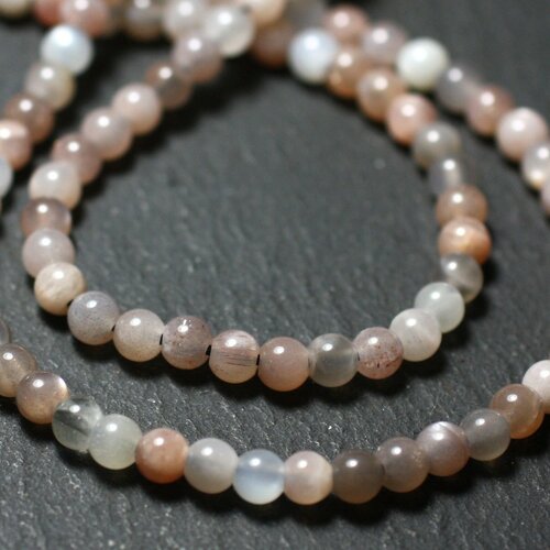 10pc - perles de pierre - pierre de lune orientale boules 4mm blanc gris rose
