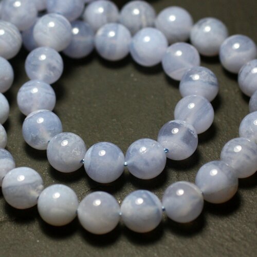 5pc - perles de pierre - calcédoine bleue boules 6mm