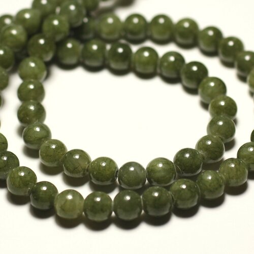 30pc - perles pierre - jade boules 4mm vert kaki