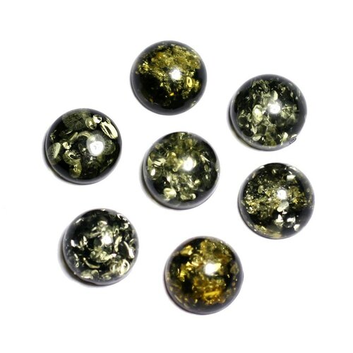1pc - cabochon pierre ambre naturelle baltique rond 6mm vert noir jaune