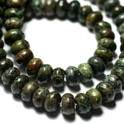 Fil 39cm 80pc env - perles de pierre - turquoise afrique rondelles 8x5mm