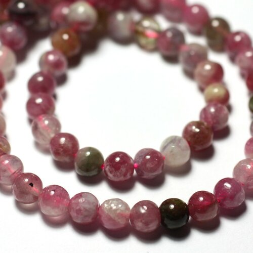 10pc - perles de pierre - tourmaline rose boules 4mm