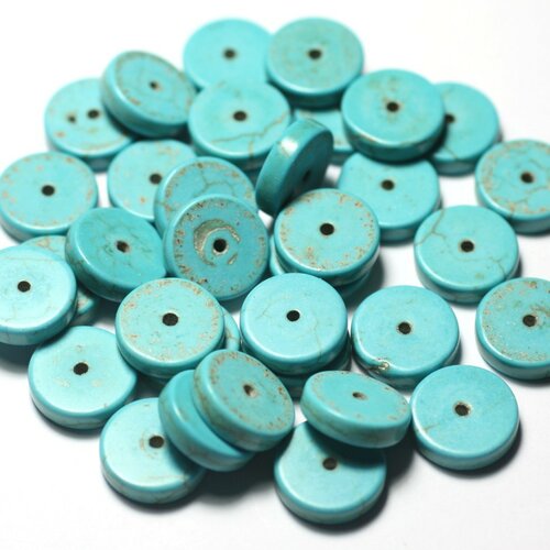 20pc - perles de pierre turquoise synthèse rondelles heishi 12mm bleu turquoise