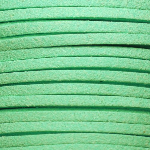 Bobine 90 metres env - cordon laniere suedine daim 3mm vert turquoise menthe