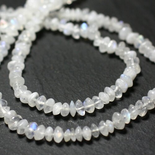 10pc - perles de pierre - pierre de lune blanche arc en ciel rondelles 3-5mm