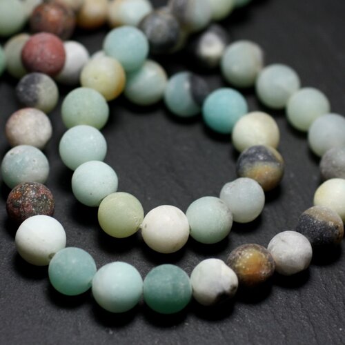 20pc - perles pierre - amazonite boules 6mm multicolore mat sablé givré