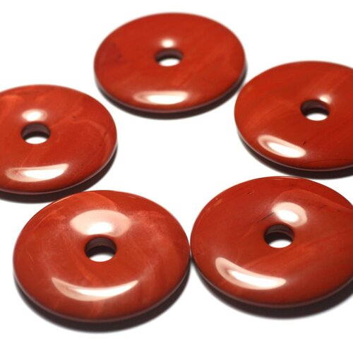 1pc - pendentif pierre semi précieuse - jaspe rouge donut pi 20mm
