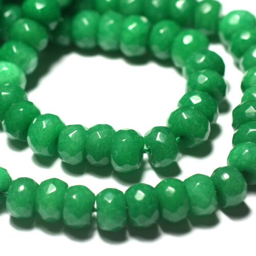 10pc - perles pierre - jade rondelles facettées 8x5mm vert empire imperial